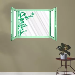 Vinil Decorativo Ventana Planta Color Verde