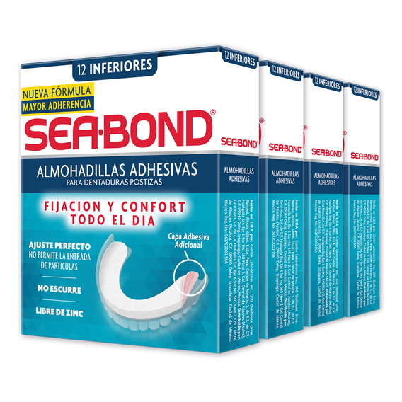 Sea Bond Almohadillas Adhesivas Inferiores 12 Piezas 4-pack