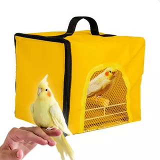 Bolsa Caixa Mala Transporte Pássaro Aves Calopsita Periquito Cor Amarelo