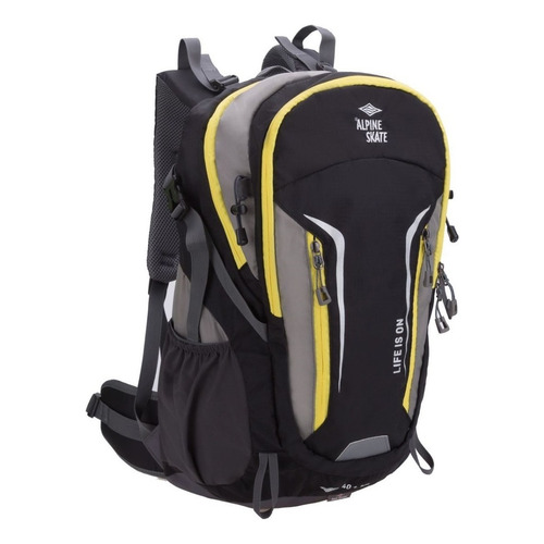 Mochila Trekking Alpine Skate 40+10 Litros Viaje Funda Color Negro Diseño de la tela Liso