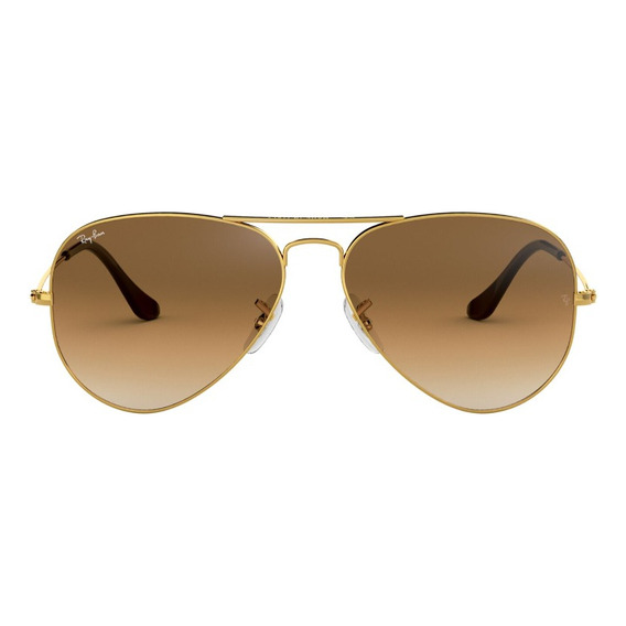 Gafas de sol Ray-Ban Aviator Gradient Standard con marco de metal color polished gold, lente light brown de cristal degradada, varilla polished gold de metal - RB3025