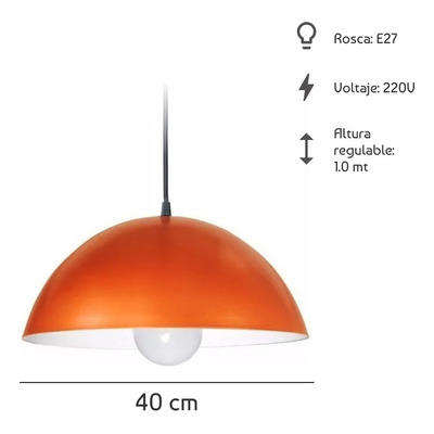 Colgante Media Esfera 40cm Color Ideal Cocina Apto Led Fz Sf