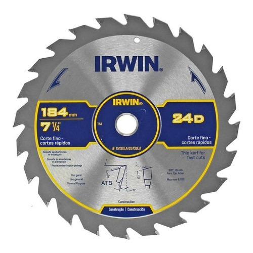 Disco Widia P/madera 7.1/4 - 184mm. Irwin 24 Dientes