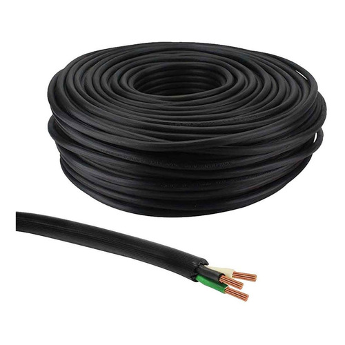 Cable Uso Rudo 3x14 Alucobre Keer Rollo 100m Antiflama Color de la cubierta Negro