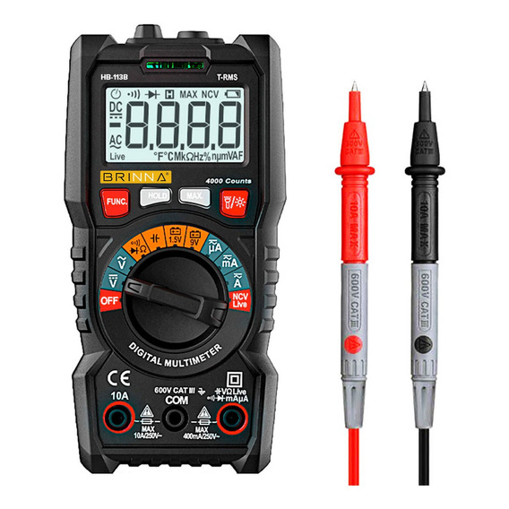 Multimetro Digital Tester Brinna Capacimetro Linterna Ncv