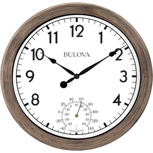 Reloj Pared Bulova Para Interior Y Exterior Con Termómetro