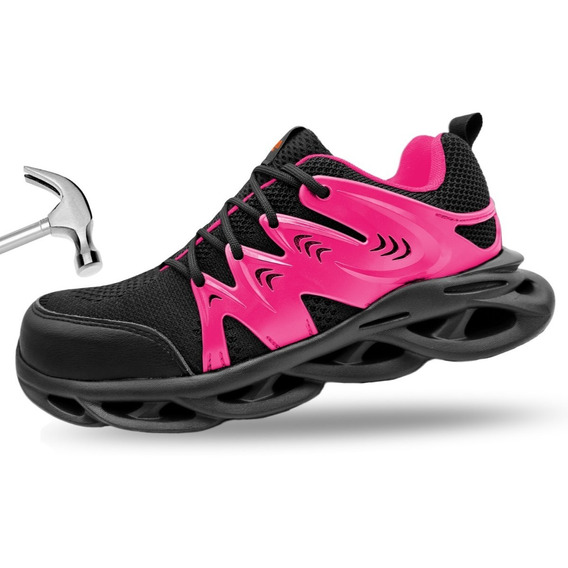 Tenis De Seguridad Industrial Casquillo Poliamida Mujer Rosa