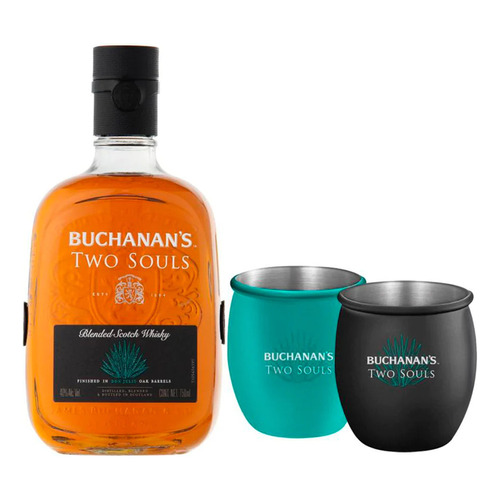 Whisky Buchanans Two Souls  750ml C/2 Vasos Cortos Metálicos