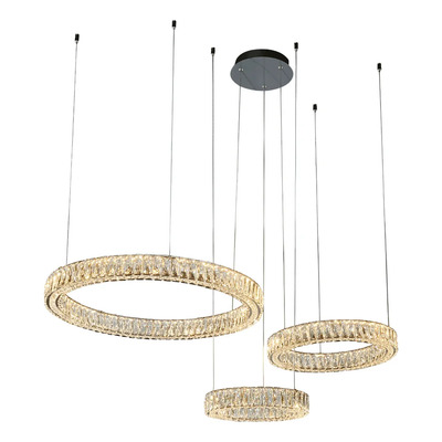 Colgante Tres Aros Led L6760 60w Calida Ø60+40+30cm Cromado Plateado