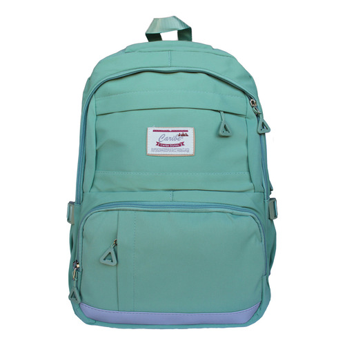 Mochila Bolso Escolar Niñas 44cm Compartimiento Notebook Color Verde Claro