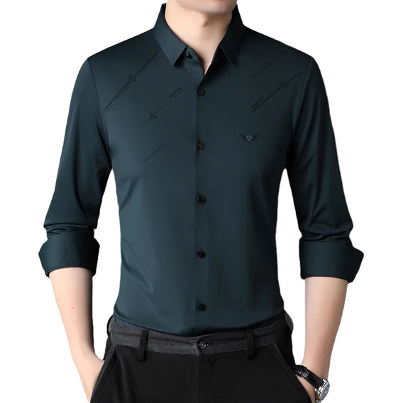 Camisa De Manga Larga Para Hombre, Camisa De Seda Para Hombr