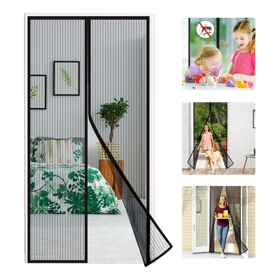 Puerta Cortina Mosquetero Magic Mesh Puerta Anti Insectos ® Color Negro