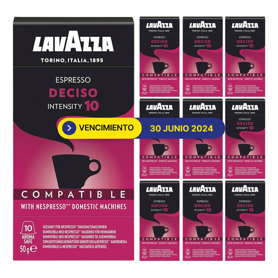 Cápsulas De Café Lavazza Deciso X100 Origen Italia