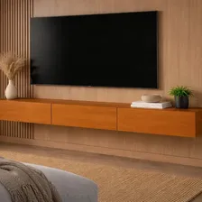 Rack Aparador Suspenso 3 Portas Linea Até 75'' 160cm Cedro Madeirado
