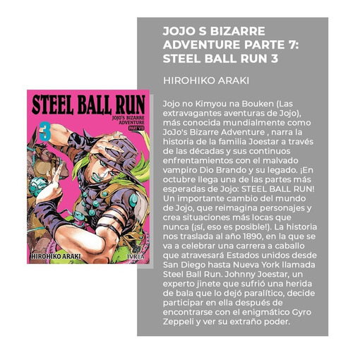 Manga, Jojo's Bizarre Adventure Part Vii - Steel Ball Run 03