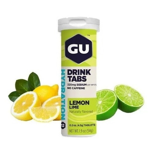 Gu Energy Drink Tabs Con 12tabs C/u Hidratación Electrolitos Sabor Lemon Lime