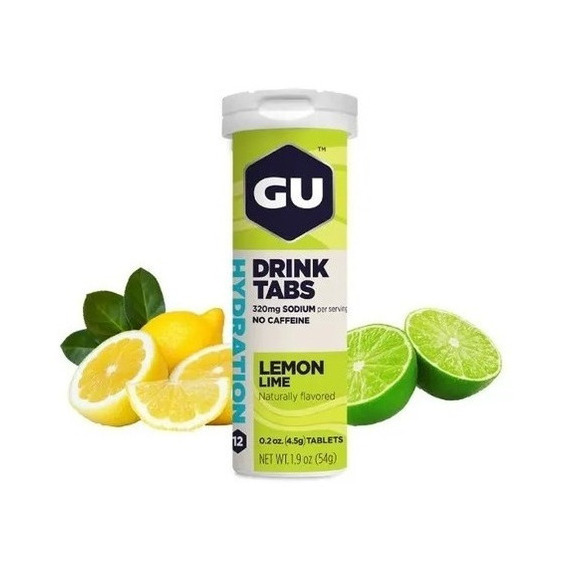 Gu Energy Drink Tabs Con 12tabs C/u Hidratación Electrolitos Sabor Lemon Lime