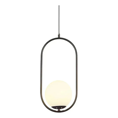  Colgante 1 Luz Marsella Oval Negro Globo Opal Apto Led Ld Negro