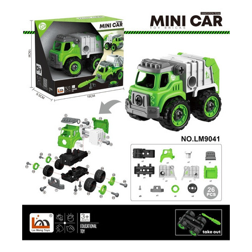 Vehiculo Diy Para Armar Camion Reciclaje Rescate Residuos Ed Color Verde Personaje Compactadora 80