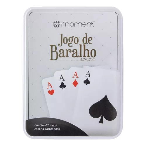 Jogo de Baralho de Plástico 2 Jogos Cartas Estojo Metal Buraco Truco -  Online - Baralho - Magazine Luiza