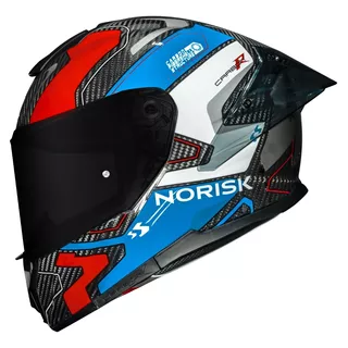 Capacete Norisk Carbon R Rider Branco Azul Vermelho