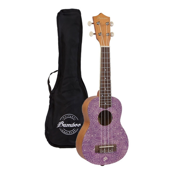 Ukelele Soprano Bamboo U-21 Crown Violeta Con Funda Y Pua 