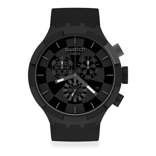 Reloj pulsera Swatch Checkpoint con correa de silicona color negro/gris - bisel negro