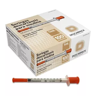 Seringa Insulina 1ml Agulha 8,0x0,30 Caixa C/100 Descarpack