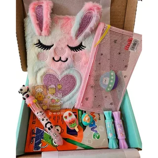 Caixa Kit Papelaria Kawaii Surpresa Presente Smart