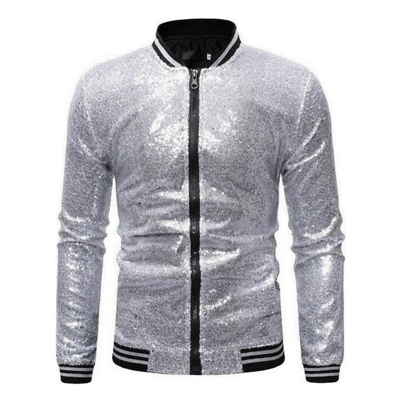 Chaqueta De Béisbol Holgada Con Lentejuelas Para Hombre