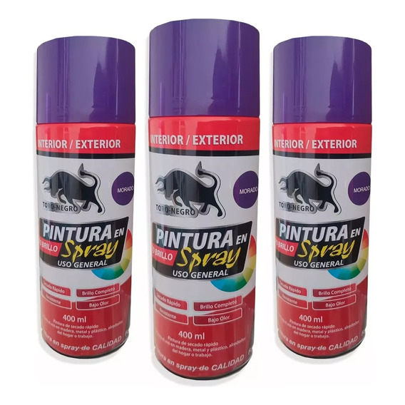 3 Pintura Spray Madera Metal Plástico Morado