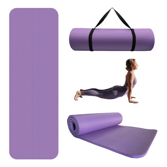 Tapete Yoga Pilates Fitness Antiderrapante Gym 10mm Espesor Color Violeta