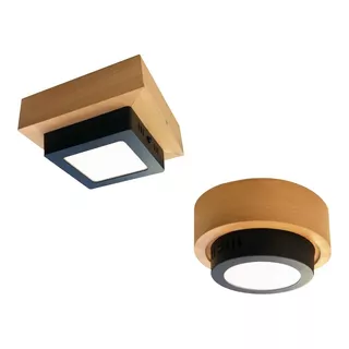 Plafon Led Negro Madera 6w Nordico Escandinavo Techo Puraluz