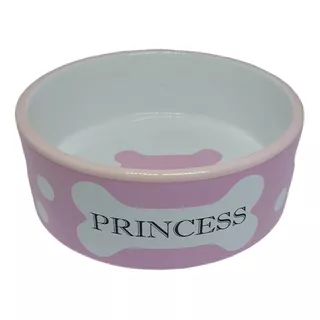 Comedouro Para Cães Pet Porcelana Princesa E Príncipe 250ml Cor Rosa