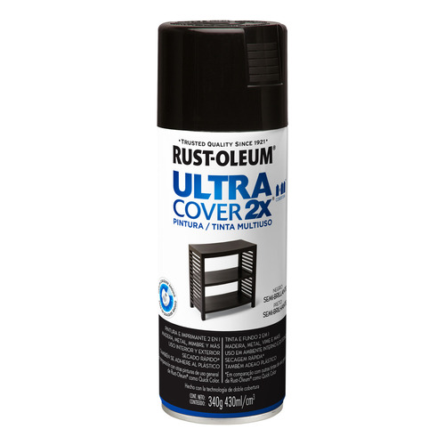 Rust-Oleum Ultra Cover Spray 340mL negro semi brillante