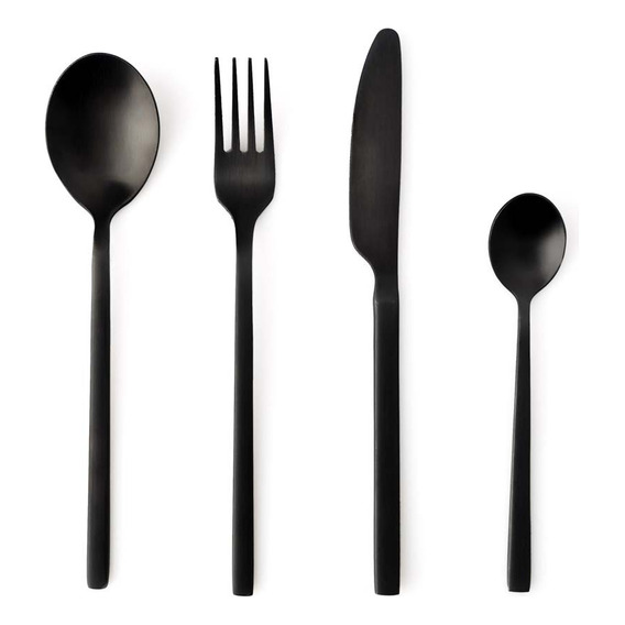 Set 4 Cubiertos Chic Table Minimal Negro Bvs