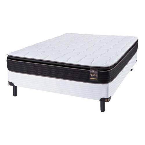 King Koil comfort sensations finesse color blanco y negro conjunto sommier americana  2  plazas de 190cm x 140cm x 24.7cm con pillow