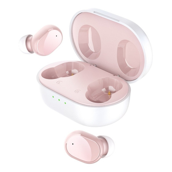 Audífonos in-ear gamer inalámbricos HTC True Wireless Earbuds 2+ TWS5 blanco y rosa con luz LED