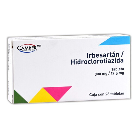 Irbesartán Hidroclorotiazida 300 Mg 12.5 Mg Caja 28 Tabletas