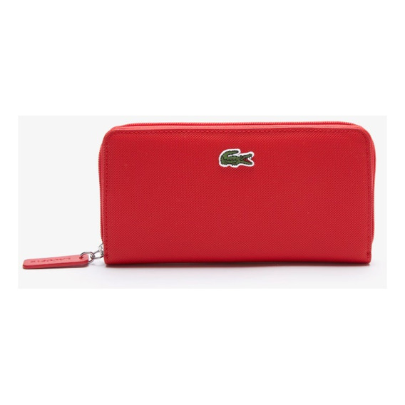 Billetera Lacoste Nf2900po Cierre Con Cremallera Para Mujer Color Rojo Diseño de la tela Liso