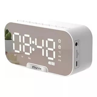 Radio Reloj Parlante Bluetooth Y Espejo Blanco Despertador Digital Escritorio Portatil Qatarshop Despertadores Digitales Velador Alarma Qatar