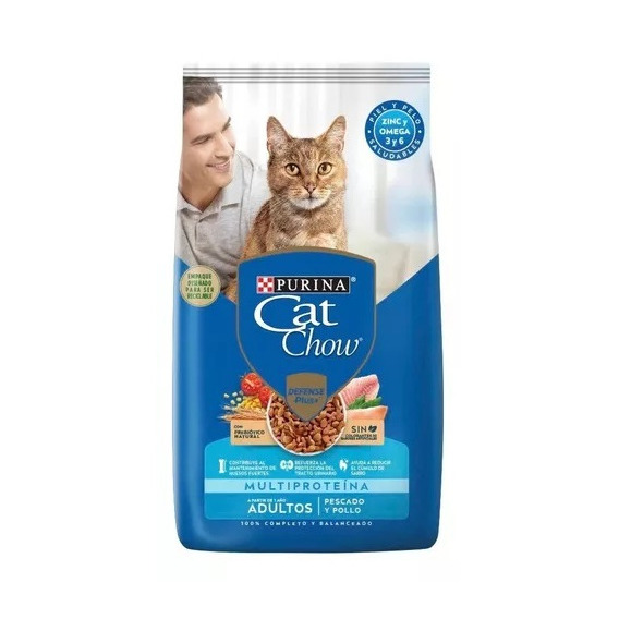 Alimento Cat Chow Defense Plus  para gato adulto sabor pescado Y POLLO en bolsa de 15 kg