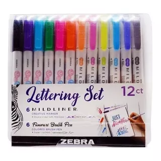 Zebra Mildliner 6 Lettering + 6 Brush