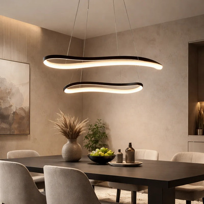 Lamp Colgante Dos Aros Lips 40w Led Calido/frio/neutro Ng Negro