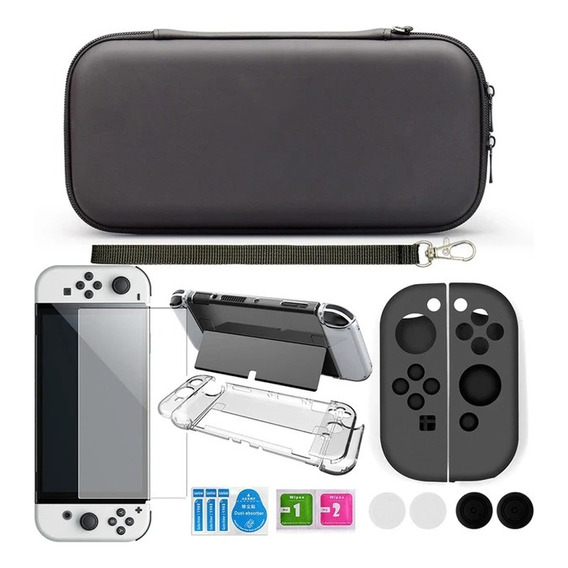Estuche Protector Para Nintendo Switch Oled Kit 17 En1 Funda