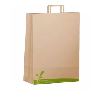 50 Bolsas De Papel Kraft Con Manillas. Talla S, 22x30x10.