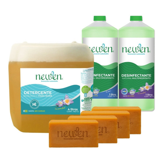 Paquete Newen 4l Detergente + 2l Desinfectante + 4 Borrador