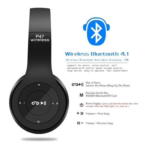 Auricular Bluetooth P47 Color Negro