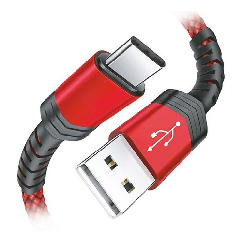 Cable Usb-c A Usb Datos Carga Rapida 3a Mallado Skyway 4209 Color Rojo
