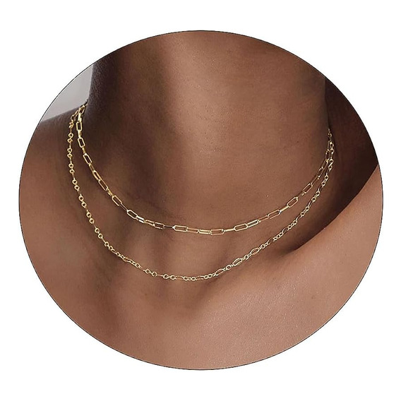 Carovo Gargantilla Para Mujer, Delicado Collar De Oro Chapad